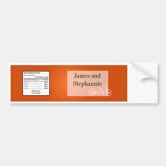 Autocollant De Voiture Bouteille Étiquette Whimsical Orange Double Vélo (Devant)