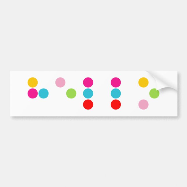 Autocollant De Voiture Braille aveugle alphabet lettres bonjour texte (Devant)
