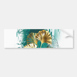 Autocollant De Voiture Branche avec Feuilles d'or Ginko Biloba
