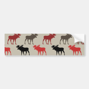 Autocollant De Voiture Bûcheron Rouge Noir Gris Élan Silhouette Andouille
