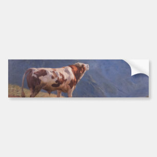 Autocollant De Voiture Bull dans les Alpes (par Eugène Burnand)