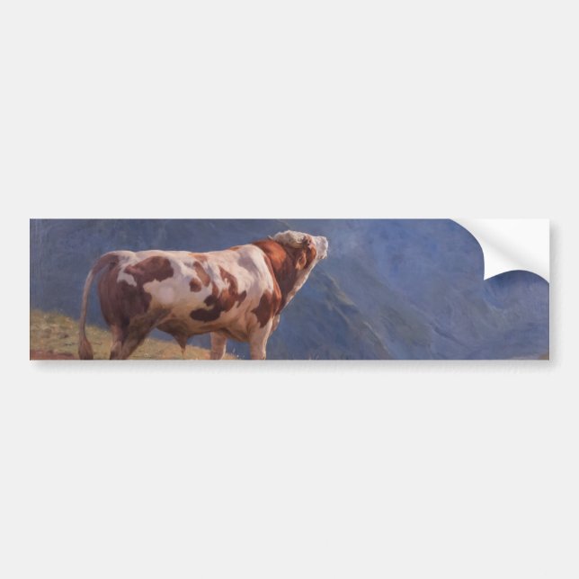 Autocollant De Voiture Bull dans les Alpes (par Eugène Burnand) (Devant)