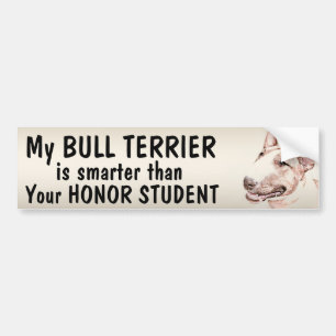 Autocollant De Voiture Bull-terrier - plus futé que l'étudiant - drôle