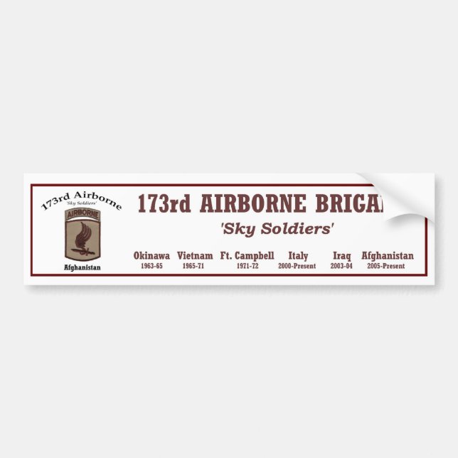 Autocollant De Voiture Bumper.Sticker - 173rd brigade aéroportée (Devant)