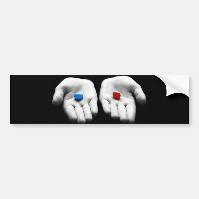 Autocollant De Voiture Bumpersticker bleu et rouge de pilule (Devant)