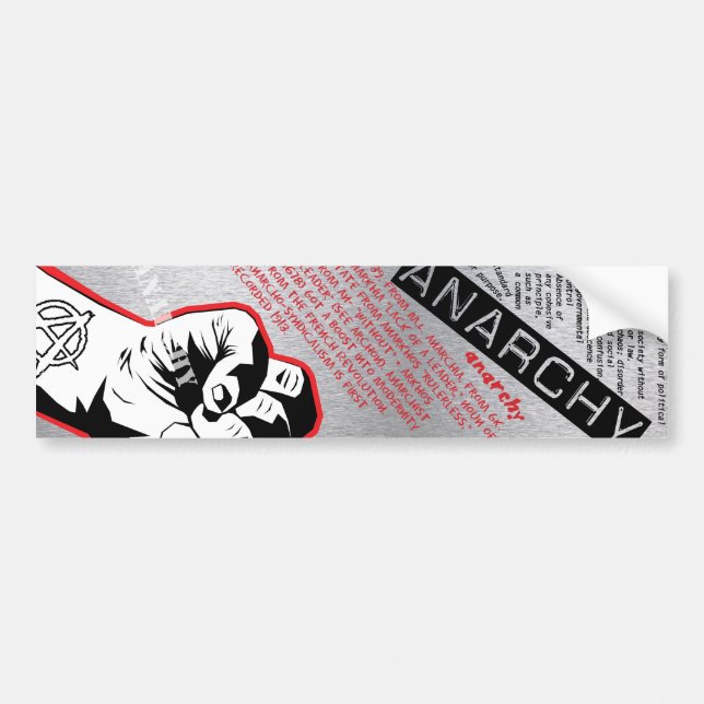 Autocollant De Voiture bumpersticker d'anarchie (Devant)