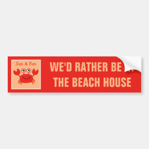 Autocollant De Voiture Bumpersticker de texte personnalisé Happy Crab
