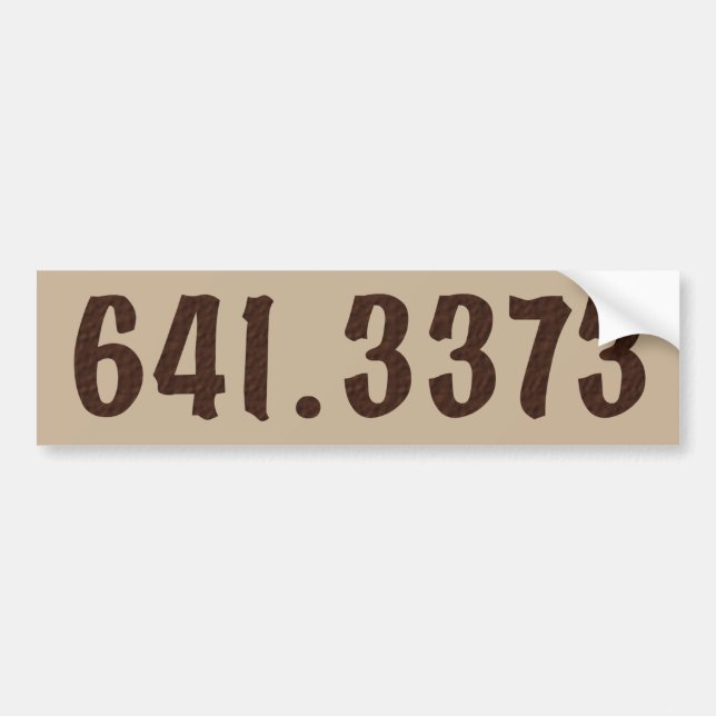 Autocollant De Voiture Bumpersticker décimal de café de Dewey (Devant)