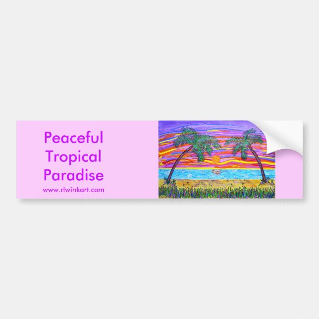 Autocollant De Voiture Bumpersticker - paradis tropical paisible (Devant)
