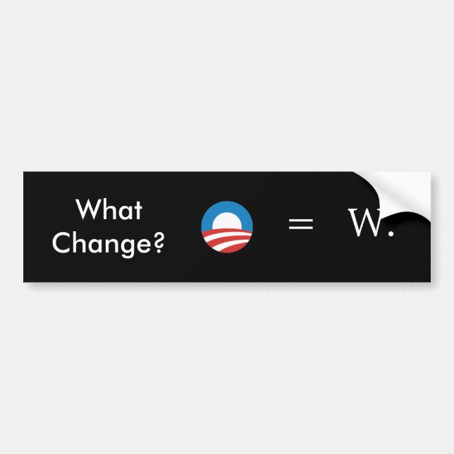 Autocollant De Voiture Bush, Obama : Aucun changement (Devant)