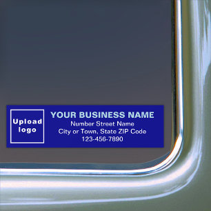 Autocollant De Voiture Business Address and Phone Number on Blue
