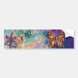 AUTOCOLLANT DE VOITURE BUTTERFLY IN GOLD SPARKLES
