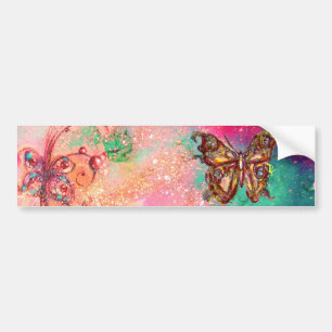 AUTOCOLLANT DE VOITURE BUTTERFLY IN PINK GOLD SPARKLES