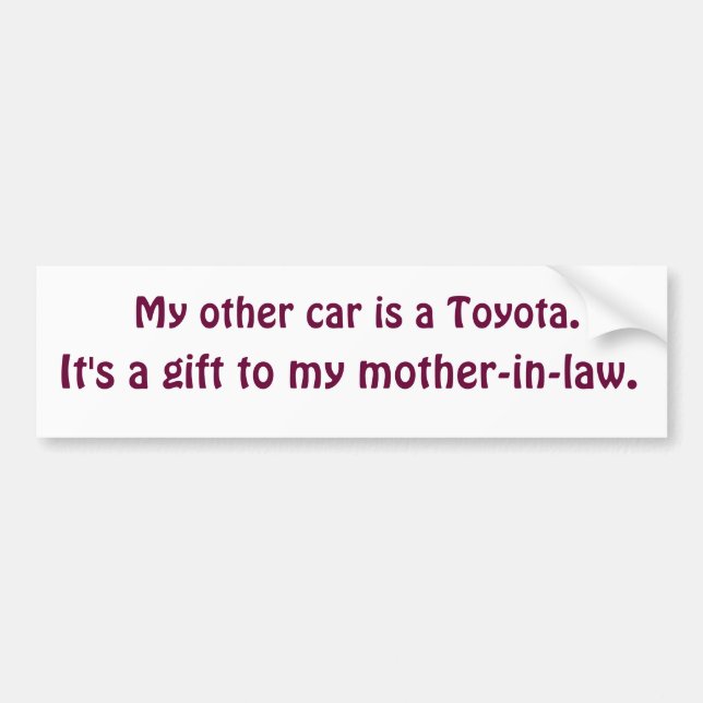 Autocollant De Voiture Cadeau de belle-mère de Toyota (Devant)