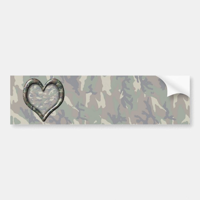 Autocollant De Voiture Camouflage Woodland Forest Heart sur Camo (Devant)