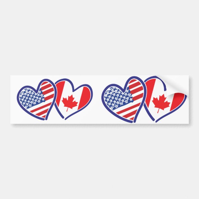 Autocollant De Voiture Canadien et coeurs de drapeau de l'Amérique (Devant)