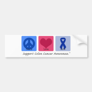 Autocollant De Voiture Cancer du colon de traitement d'amour de paix