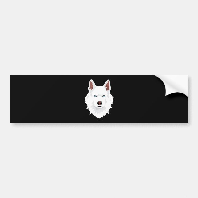 Autocollant De Voiture Canine Husky Sibérienne Blanche - Chien Blanche (Devant)