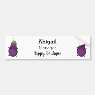 Autocollant De Voiture Caricature d'aubergine d'aubergine joliment heureu