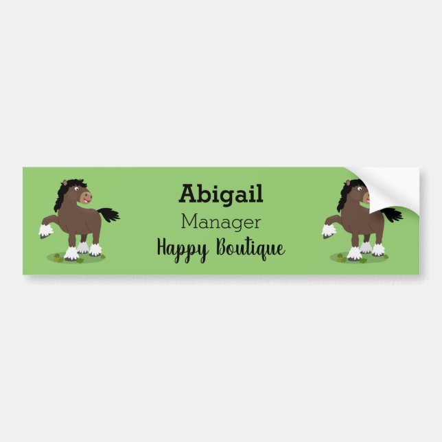 Autocollant De Voiture Caricature de cheval de trait de Cute Clydesdale (Devant)