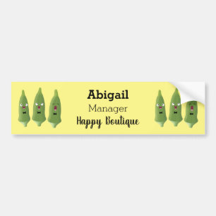 Autocollant De Voiture Caricature de légumes de l'okra chantante mignonne