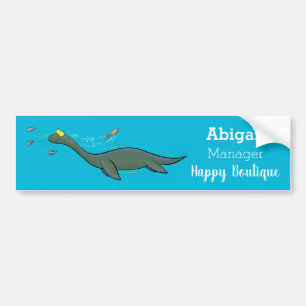 Autocollant De Voiture Caricature de plesiosaure, monstre marin mignon et