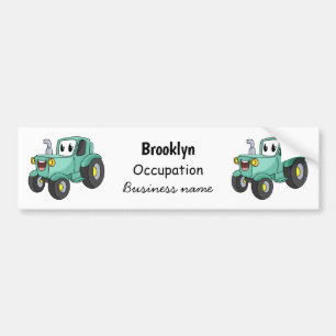 Autocollant De Voiture Caricature joli tracteur vert joyeux