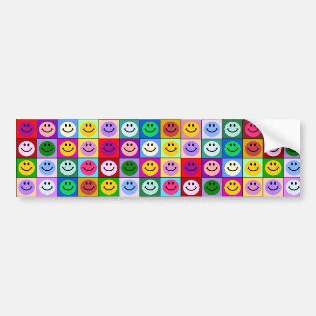 Autocollant De Voiture Carrés de visage d'arc-en-ciel (Devant)
