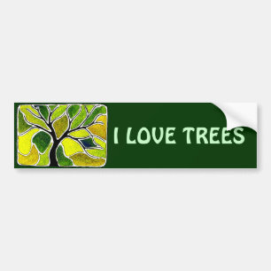 Autocollant De Voiture Carte d'art d'arbre de vert jaune