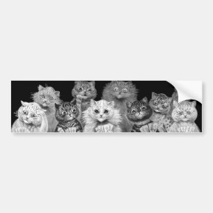 Autocollant De Voiture Carte de jeu de chats, Louis Wain