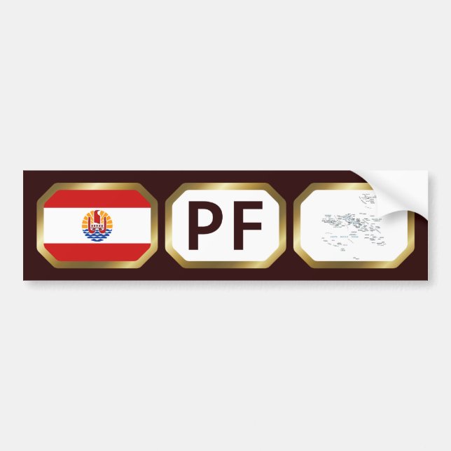 Autocollant De Voiture Carte du drapeau de la Polynésie française Code St (Devant)