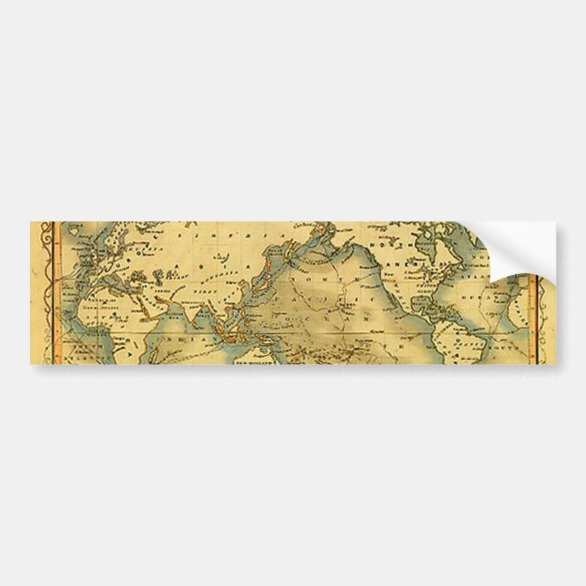 Autocollant De Voiture Carte du monde antique (Devant)