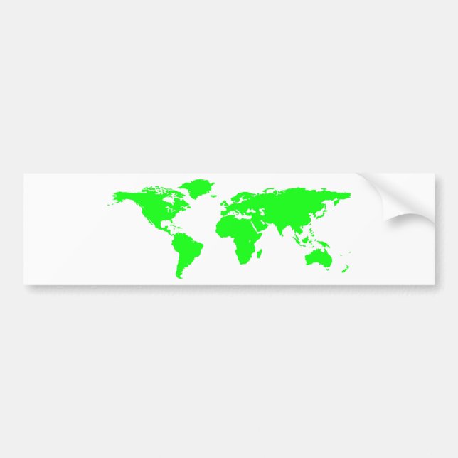 Autocollant De Voiture Carte du monde blanc vert (Devant)