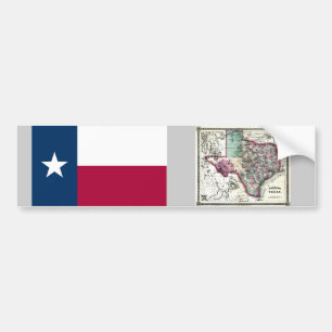 Autocollant De Voiture Carte du Texas et drapeau d'état