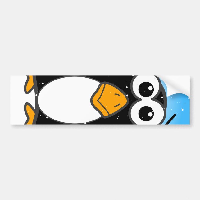 Autocollant De Voiture Carton en pingouin mignon illustré bleu (Devant)