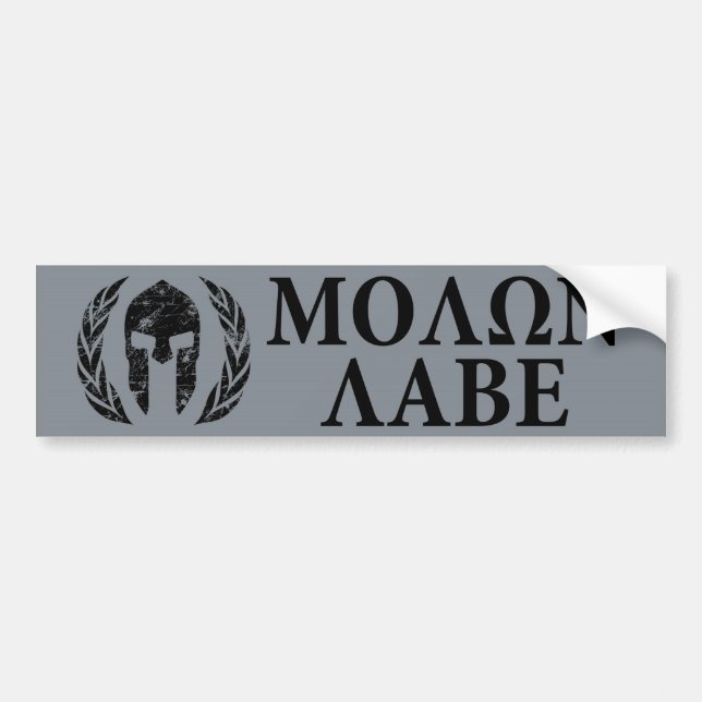 Autocollant De Voiture Casque spartiate grunge de Molon Labe (Devant)