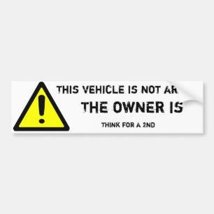 Autocollant De Voiture Ce véhicule n'est pas armé