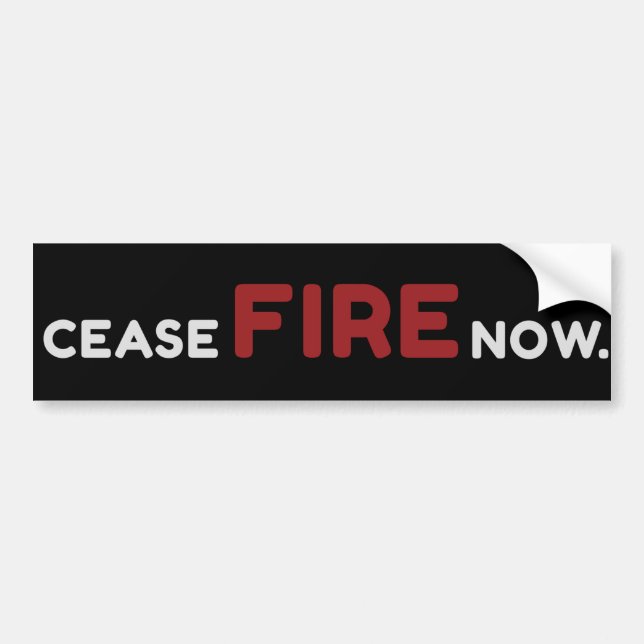 Autocollant De Voiture Cessez le feu maintenant noir (Devant)