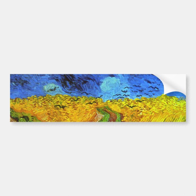 Autocollant De Voiture Champ de blé avec corbeaux Van Gogh Art (Devant)
