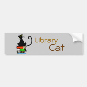 Autocollant De Voiture Chat de bibliothèque