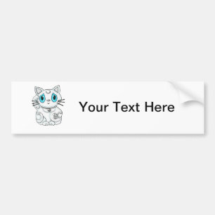 Autocollant De Voiture Chat montrant du doigt chanceux blanc de Maneki