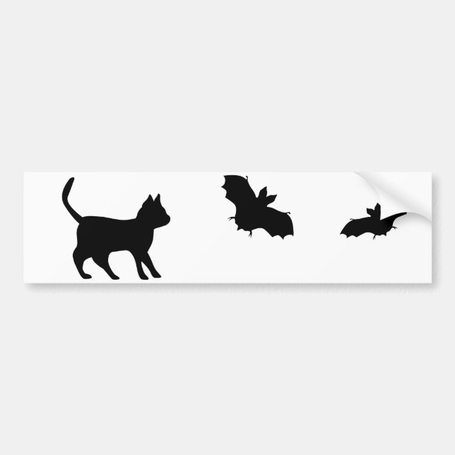 Autocollant De Voiture Chat noir avec chauve-souris (Devant)