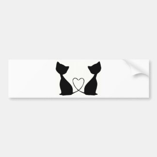 Autocollant De Voiture Chats avec le coeur, noir et blanc