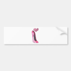 Autocollant De Voiture Chaussure et coeur stylets roses de talon haut