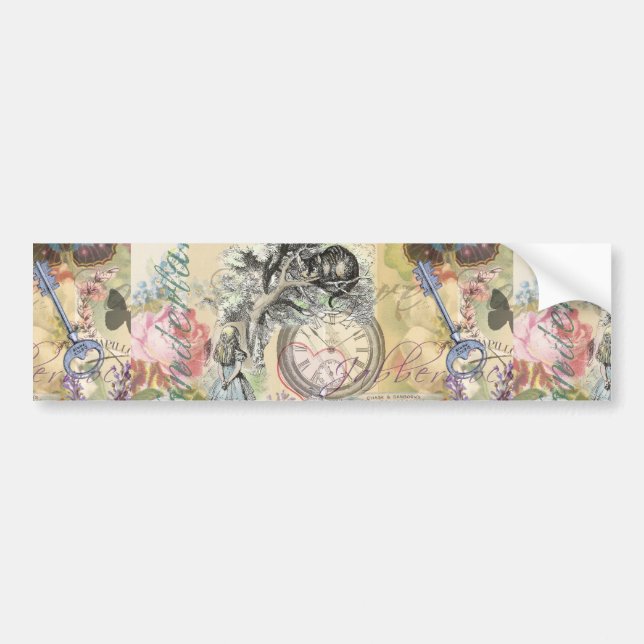 Autocollant De Voiture Cheshire Chat Alice Wonderland Classic (Devant)