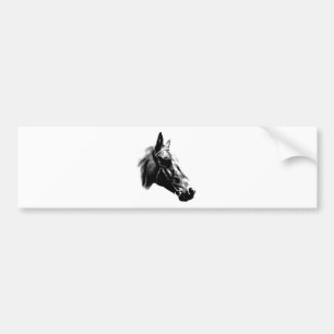 Autocollant De Voiture Cheval d'art pop noir et blanc