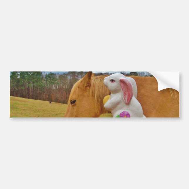 Autocollant De Voiture Cheval Jaune, Lapin De Printemps (Devant)