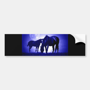Autocollant De Voiture Chevaux dans la nuit bleue
