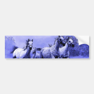 Autocollant De Voiture Chevaux de course et Lune Bleue