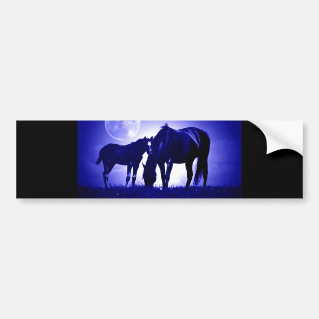 Autocollant De Voiture Chevaux en Nuit Bleue (Devant)